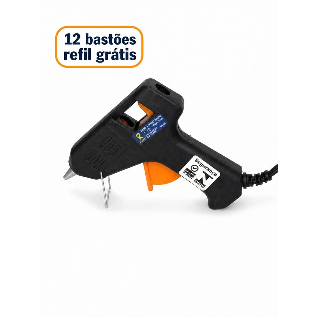 Kit Pistola de Cola Quente Pequena 10w Bivolt + 12 Bastões de Cola Grátis