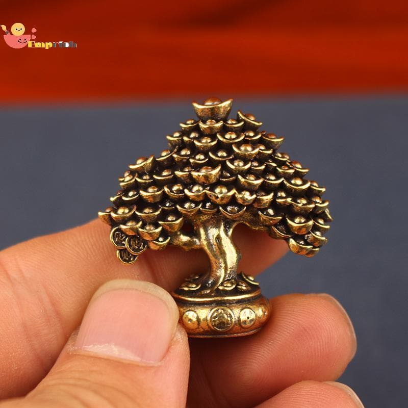 EMCH > Enfeites De Árvore Da Fortuna De Latão , Lingote Em Vaso , Ornamentos Retrô Sala De Estar , Escritório , Escultur