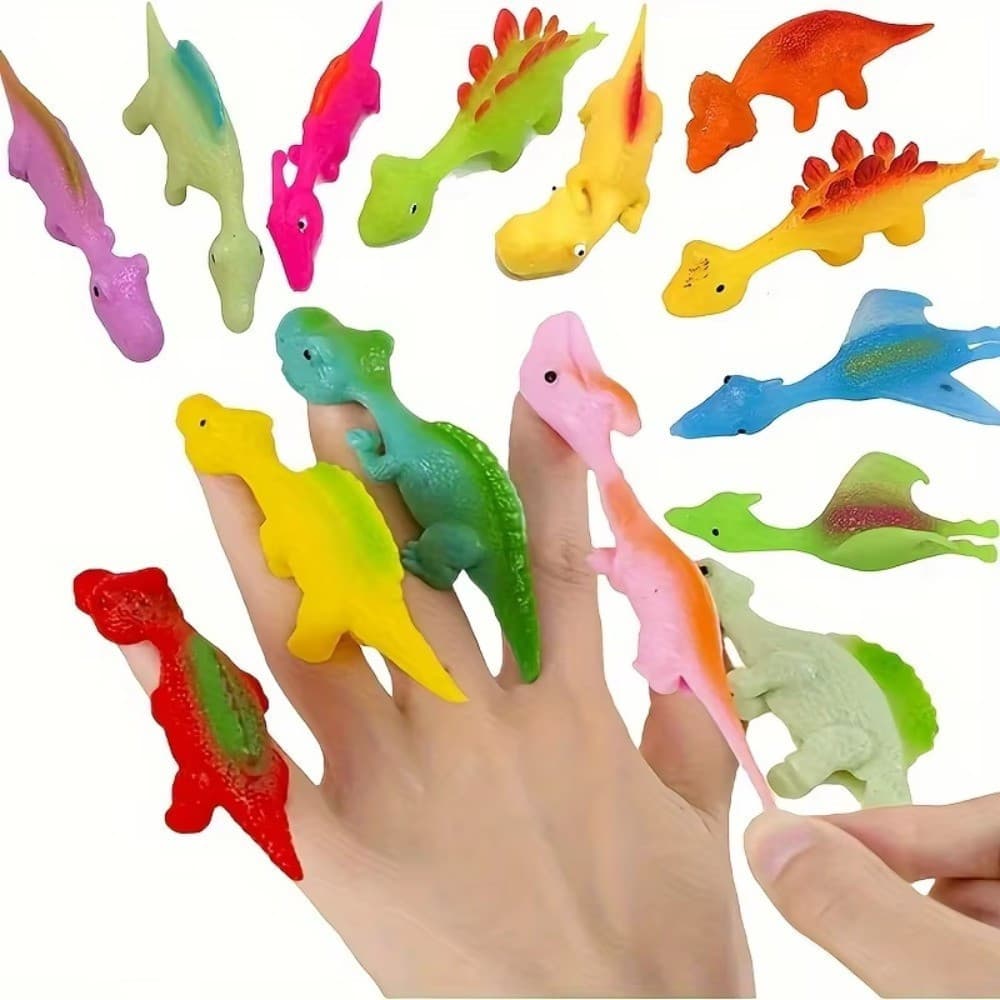 Conjunto de 10 peças de estilingues de dedo de dinossauro, brinquedos antiestresse, estilingues de TPR, presentes para f