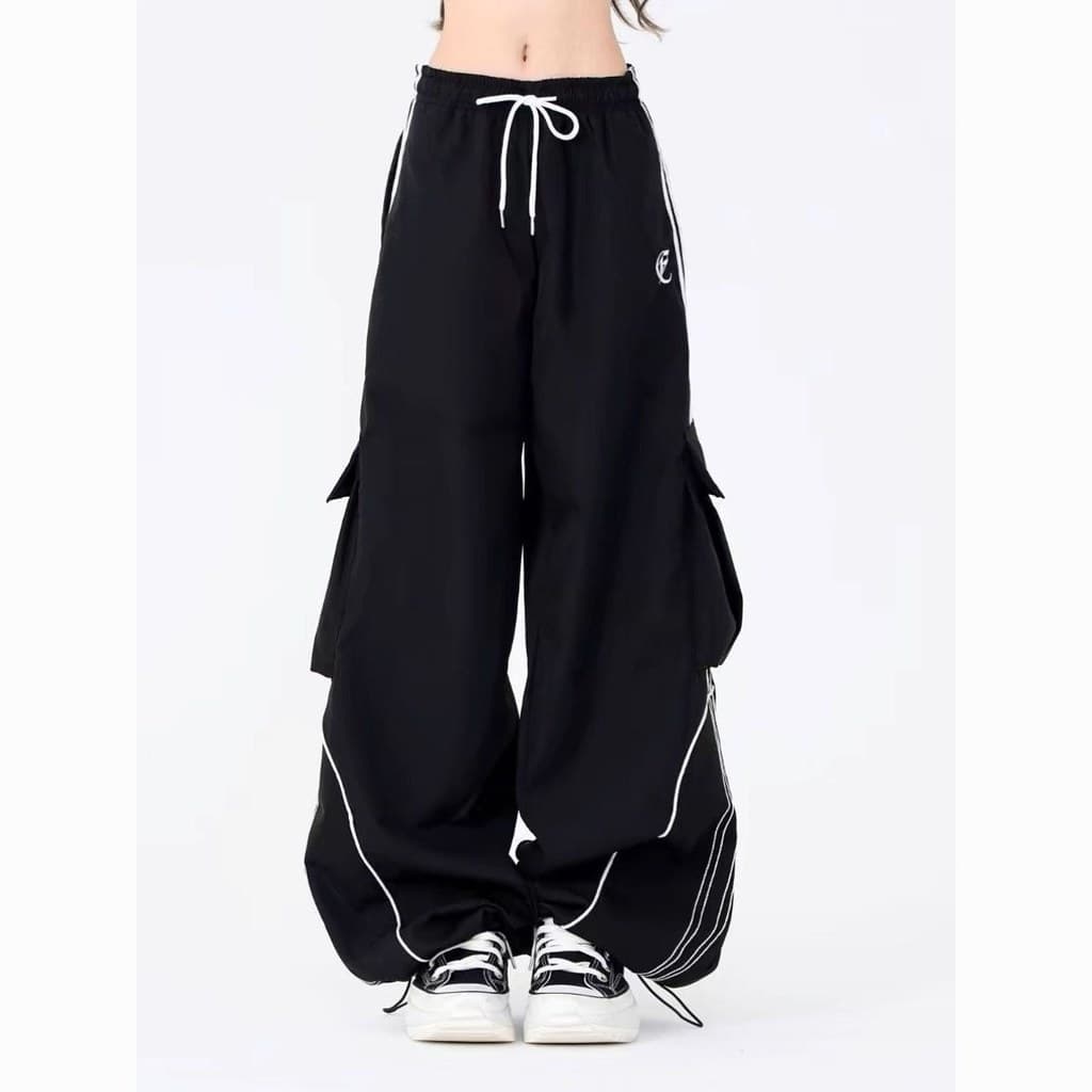 Americano Retro Hip-Hop macacão primavera dança de rua perna larga cordão masculino feminino solto mais magro olhar calç