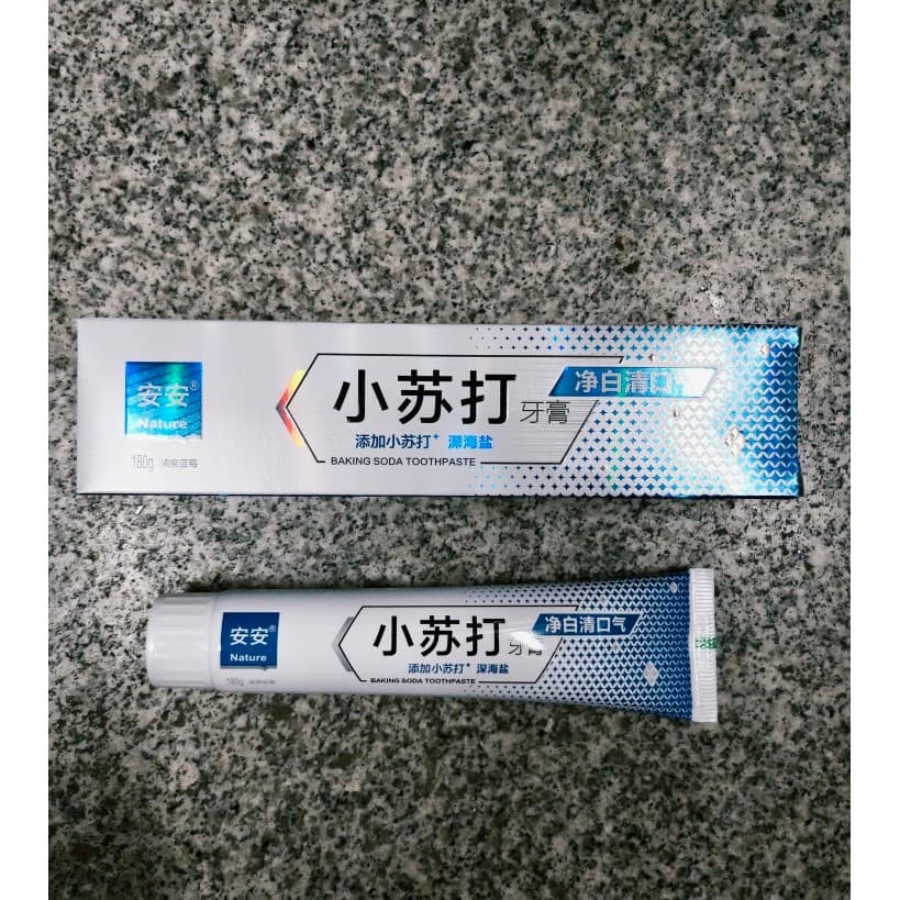 Um bicarbonato de sódio sal do mar profundo clareamento respiração limpa pasta de dente 180g remover manchas de dente re