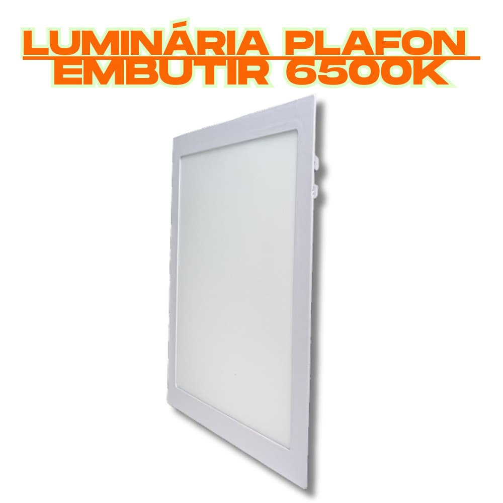 Plafon Luminária LED 18W Quadrada de Embutir 6500K – Luz Fria