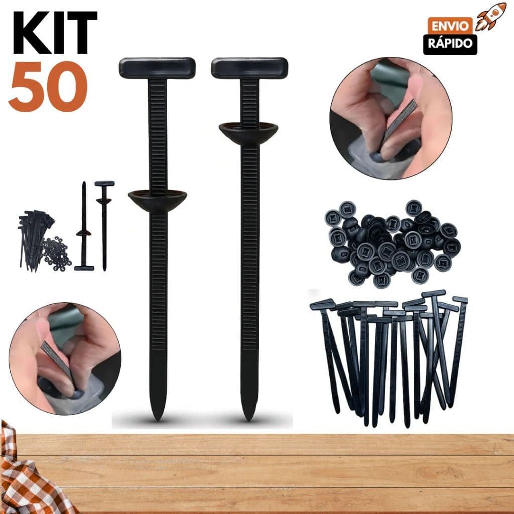 Kit 100/50/20 Abraçadeira com Travamento Automático Fivela Plástica Universal de Nylon Tipo T