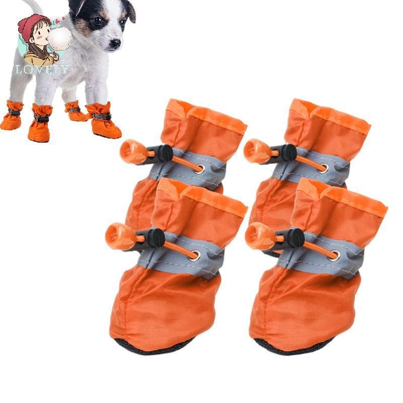 Sapatos Para Cães 4 Peças Botas Impermeáveis De Tecido Oxford Com Reflexivo