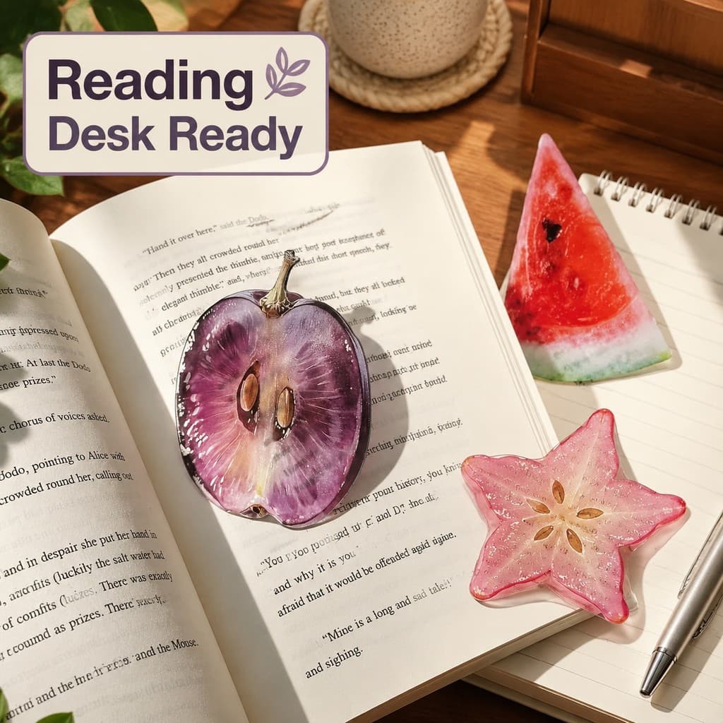 Marcador De Página Acrílico De Frutas Portátil Bonito Para Leitura De Estudo E Uso Em Escritório