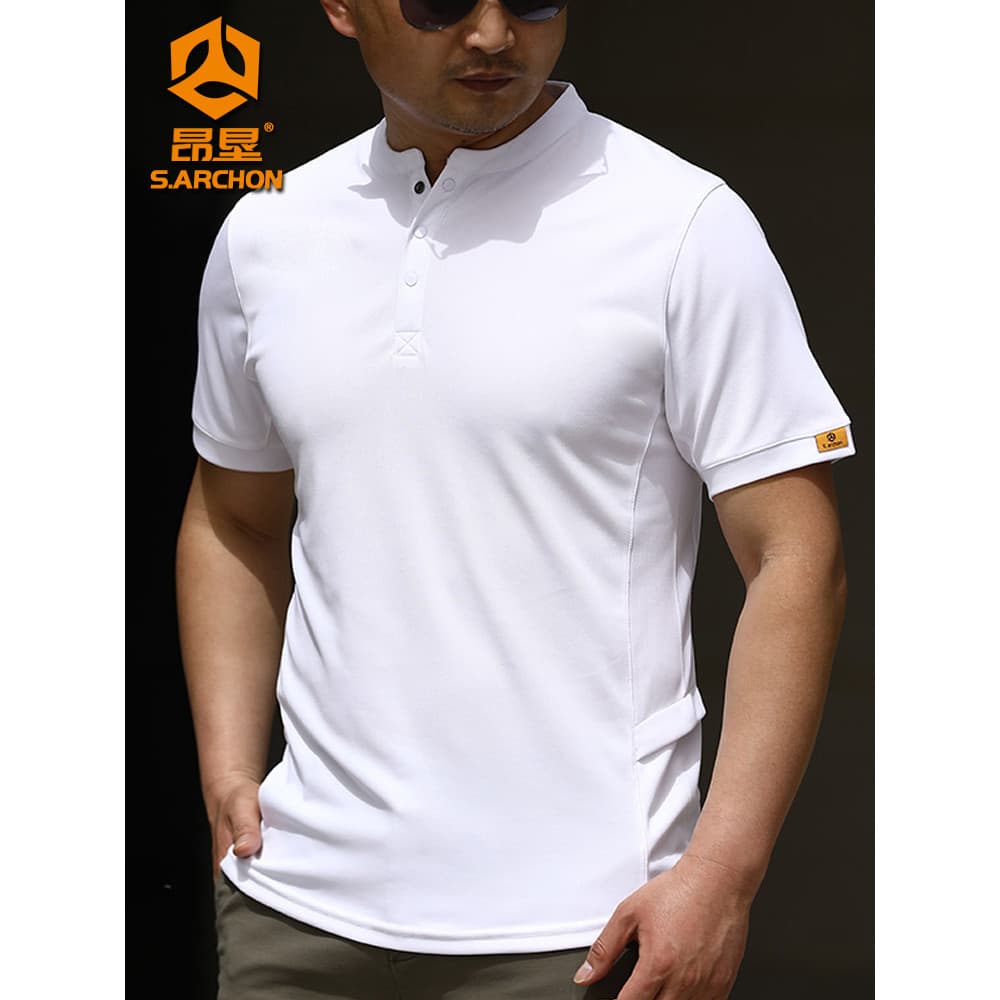 Anken verão nova chegada Henry colarinho de manga curta absorvente de umidade de secagem rápida camiseta coolmax Fab