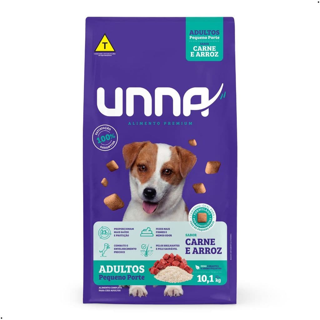Ração Cachorro Raças Pequenas Ração para Cachorro Ração Unna Porte Pequeno Carne Arroz 10.1Kg