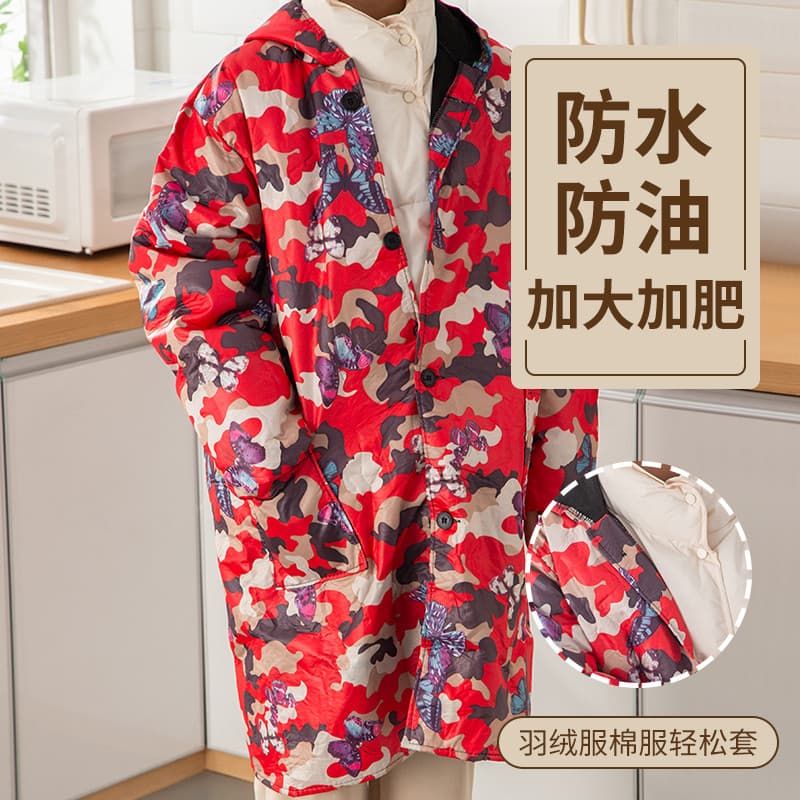 Macacão feminino inverno forro de lã espessamento quente novo estilo impermeável à prova de óleo avental doméstico de ma