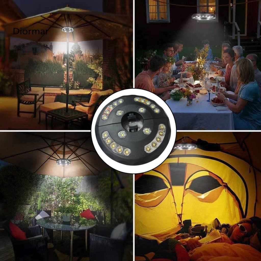 Clamp-on Umbrella Light Rechargeable Led Patio Lamp with Type-c Power Display – Super Bright Outdoor Camping Tent for