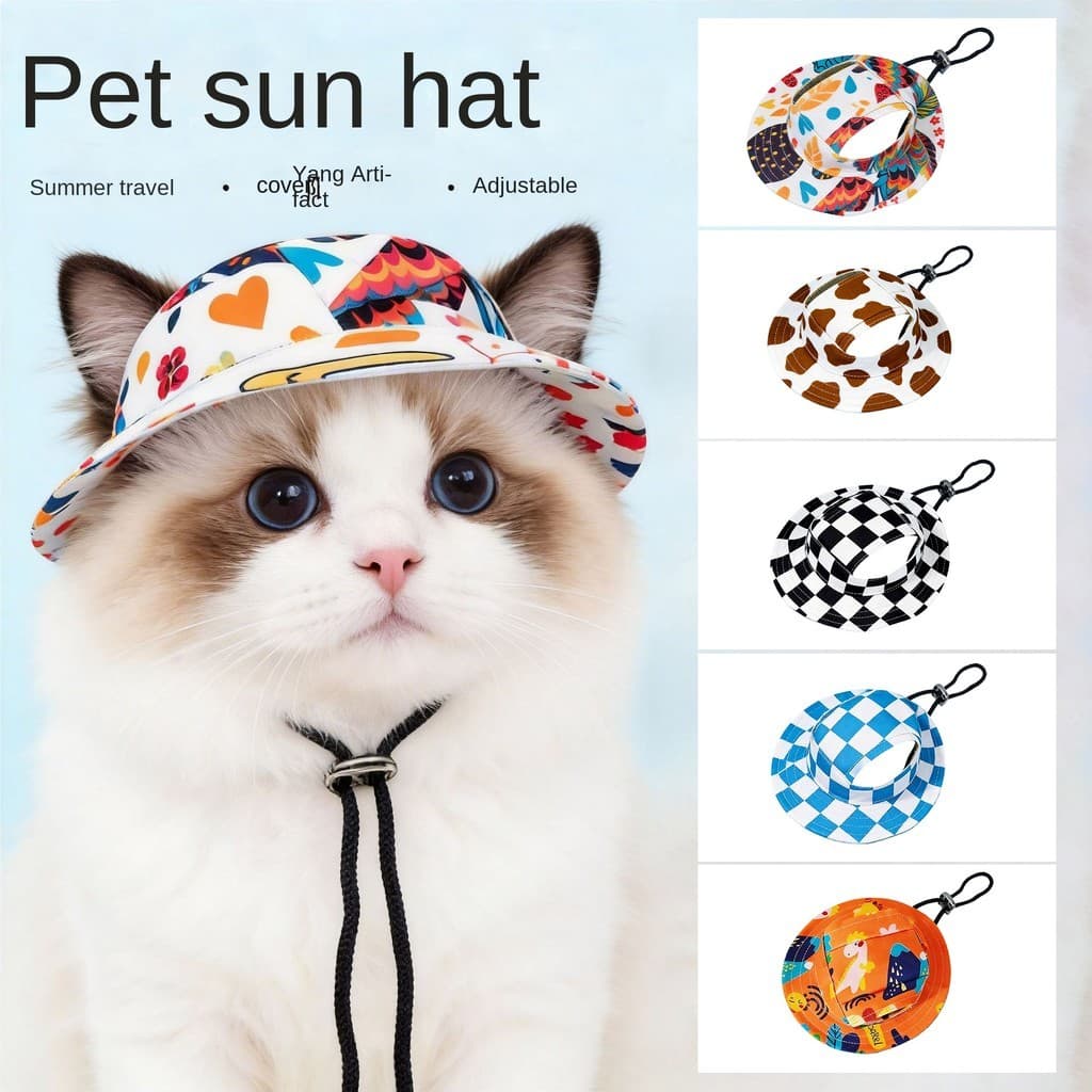 Chapéu Para Animais De Estimação Filhote De Cachorro Gato Mini Cowboy Guarda-Sol De Pescador