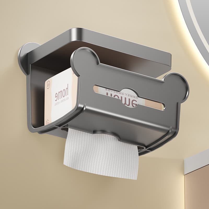 Suporte de tecido perfurado para banheiro, prateleira simples para uso doméstico, rolo de plástico, caixa de papel higiê