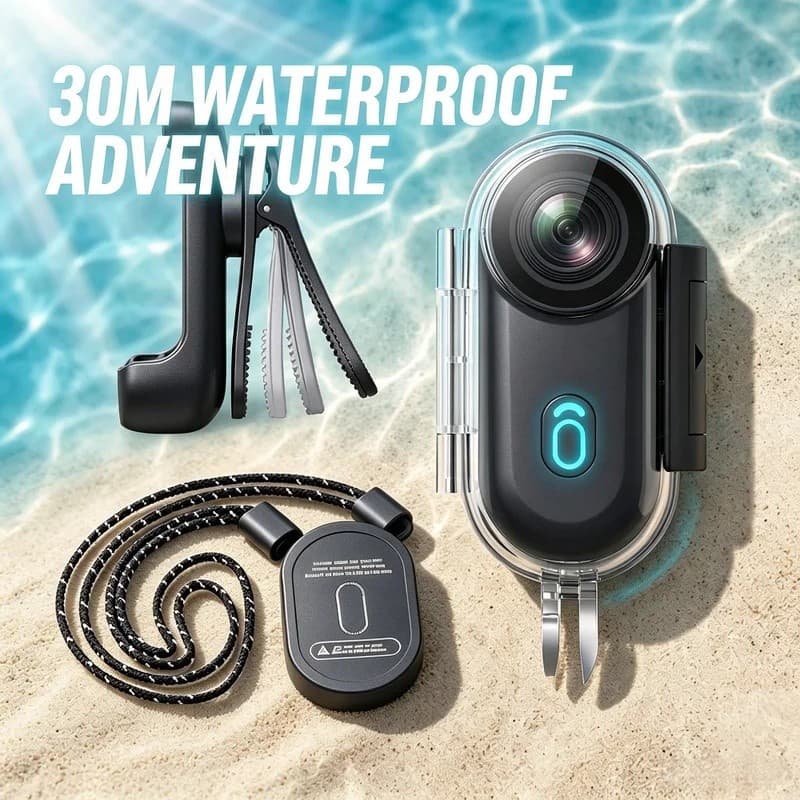 Mini Câmera De Ação 4K , Estojo À Prova D'água De 30M , POV Vestível WiFi Com Clipe Magnético Para Mergulho , Surf , Sno