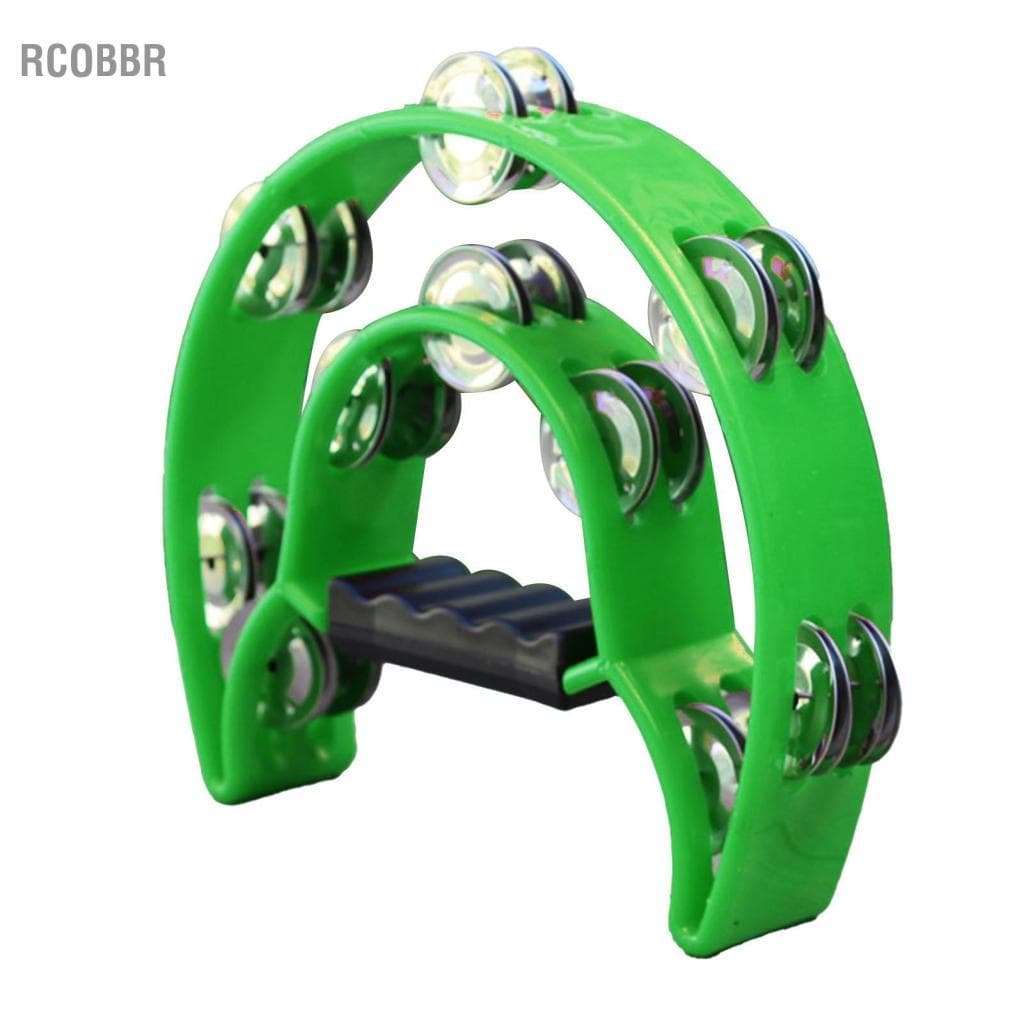 Rcobbr Rcobbr sino de pandeiro de mão, tamanho grande, linha dupla, jingles de metal, instrumento de percussão para