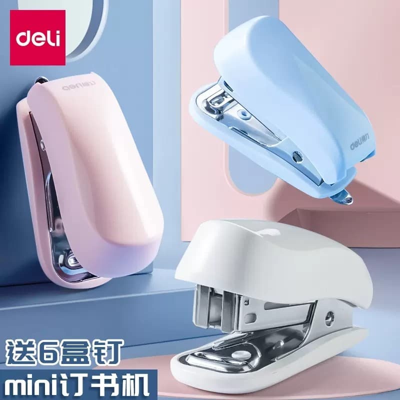 Deli Mini Grampeador Pequeno para Estudantes Grampeador de Escritório Conveniente Grampeador Multifuncional