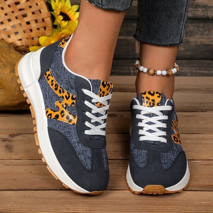 Calçados esportivos retrô femininos, calçados esportivos casuais com textura jeans, tênis de caminhada antiderrapantes c