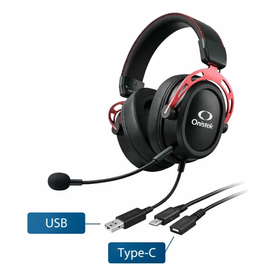 Headset Gamer para PC Notebook Onistek ON-FN650 50mm Type-C com Adaptador USB e Mute