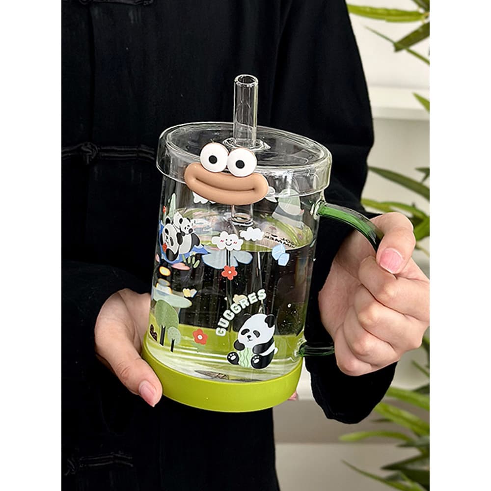1.000ml copo de vidro de grande capacidade meninas de alto valor bonito copo de palha de verão doméstico escritório copo