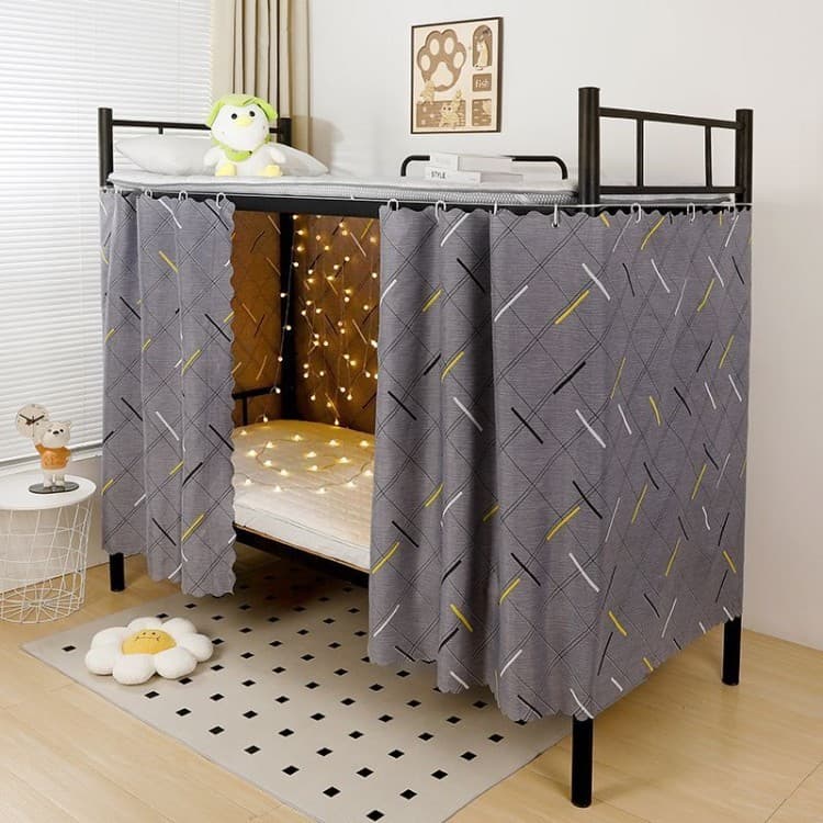 Cortina de cama de peça única para beliches de dormitório, cortina para beliche superior, cortina para dormitório femini