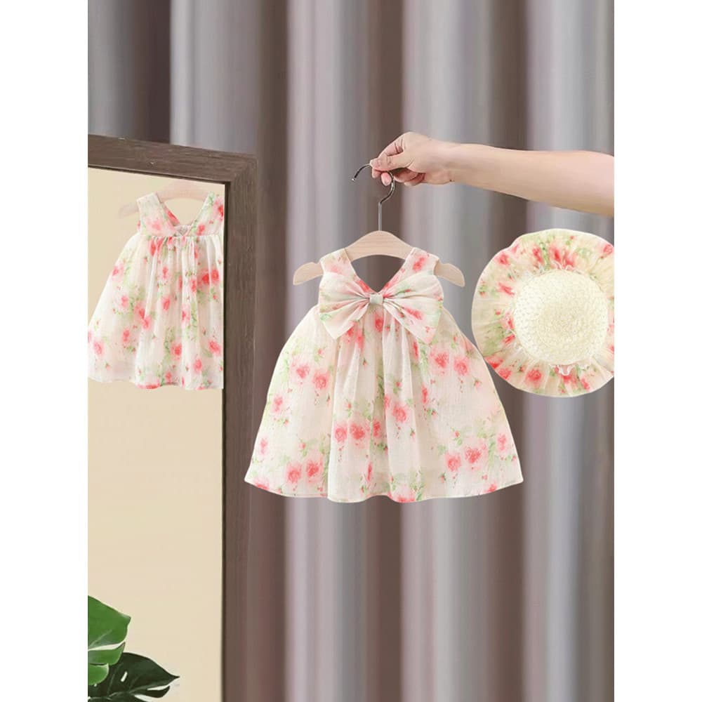 Feminino vestido de bebê verão puro algodão menina estilingue vestido de princesa menina colete vestido de verão do bebê