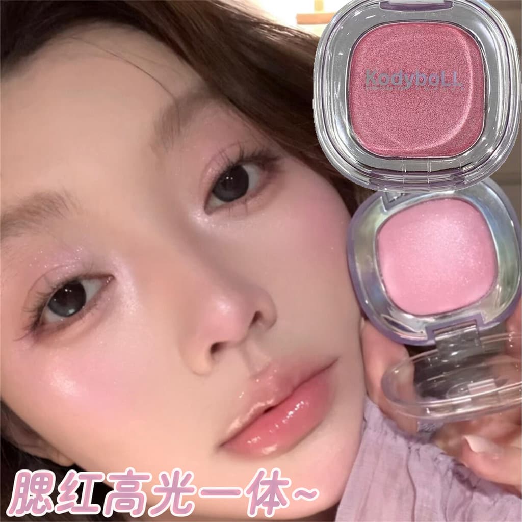Zhao Lusi Mesmo Estilo Brilho de Água Blush Alto Brilho Blush Liofilizado Pó de Alto Brilho Rosto Iluminando Perolado So