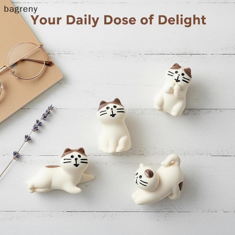 [bagreny] 6 Pa Bonito Mini Estatuetas De Gato De Resina Adorável Design De Desenho Animado Pequeno Ornamento Para Jardim