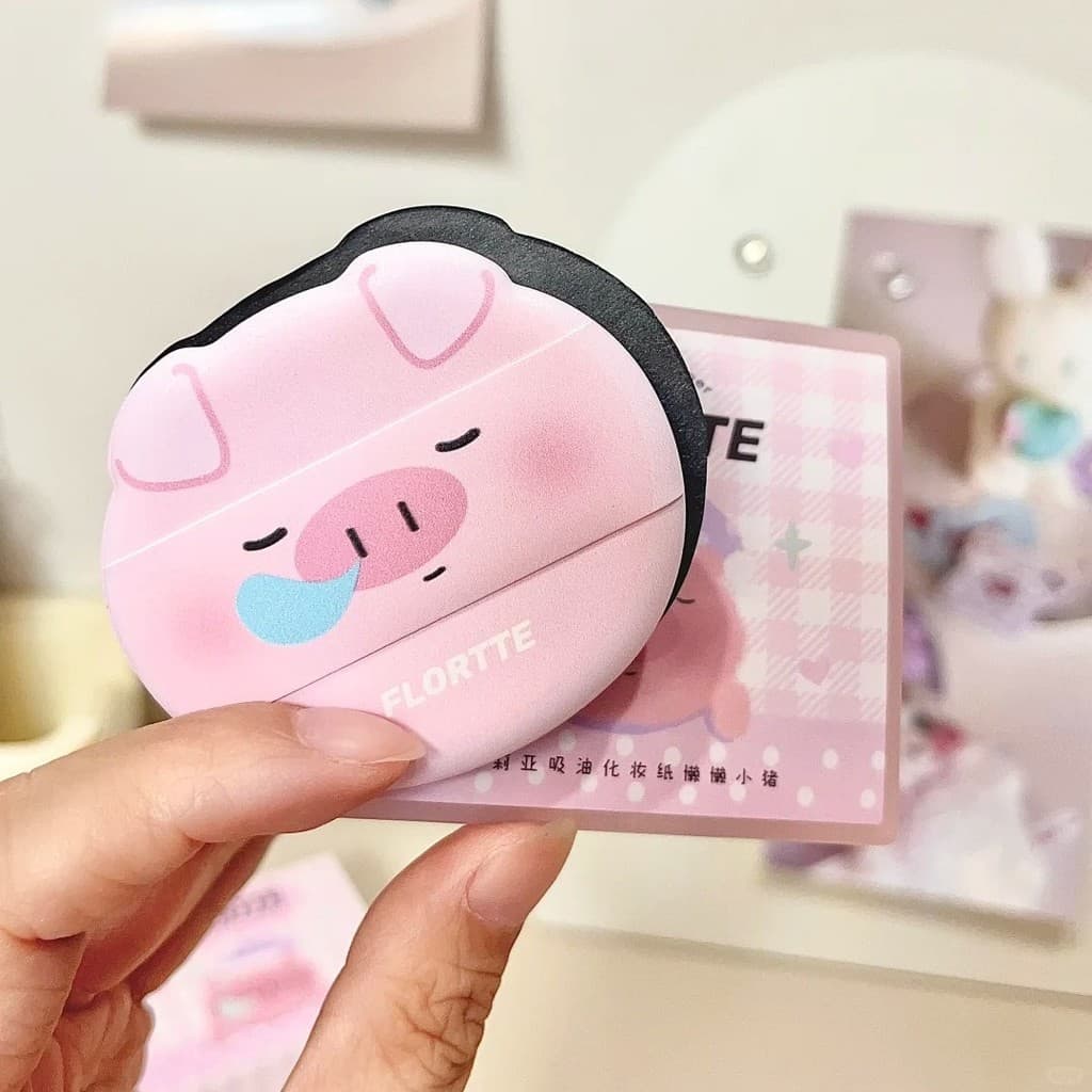 FLORTTE/Floria Puff Tipo Papel Absorvente de Óleo Portátil Maquiagem de Controle de Óleo Facial Vem com Espelho