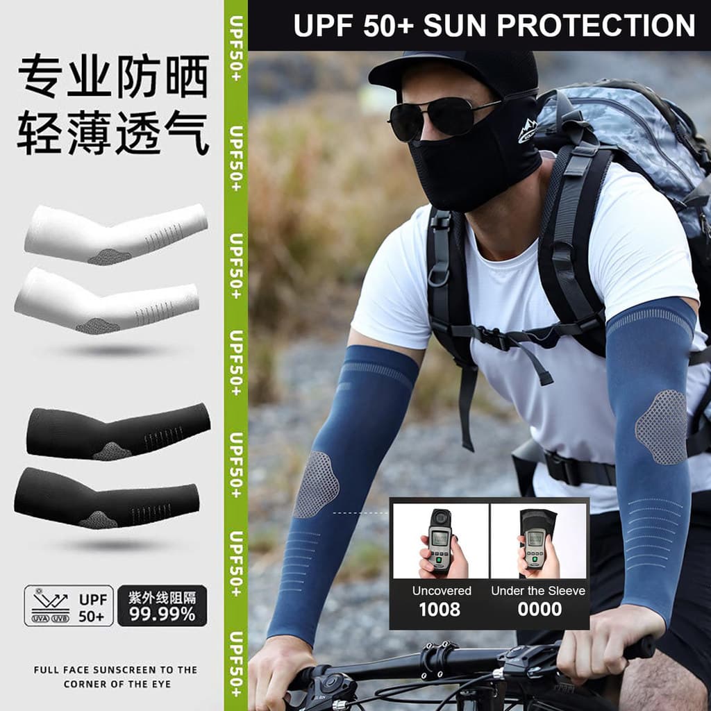 Mangas protetoras solares masculinas verão proteção de braço mangas de braço de seda gelo tamanho grande luvas soltas An