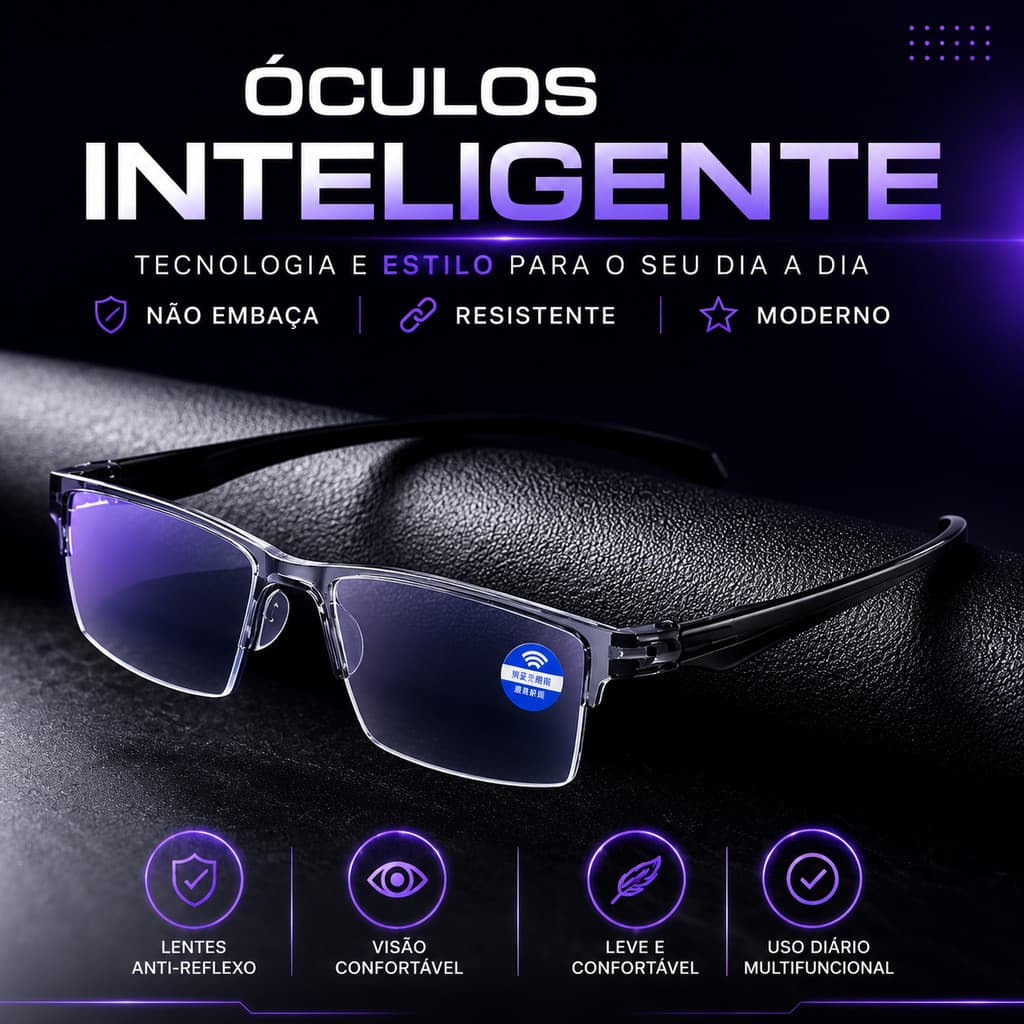 Óculos inteligente para homens e mulheres, óculos de leitura de grau de zoom automático + estojo