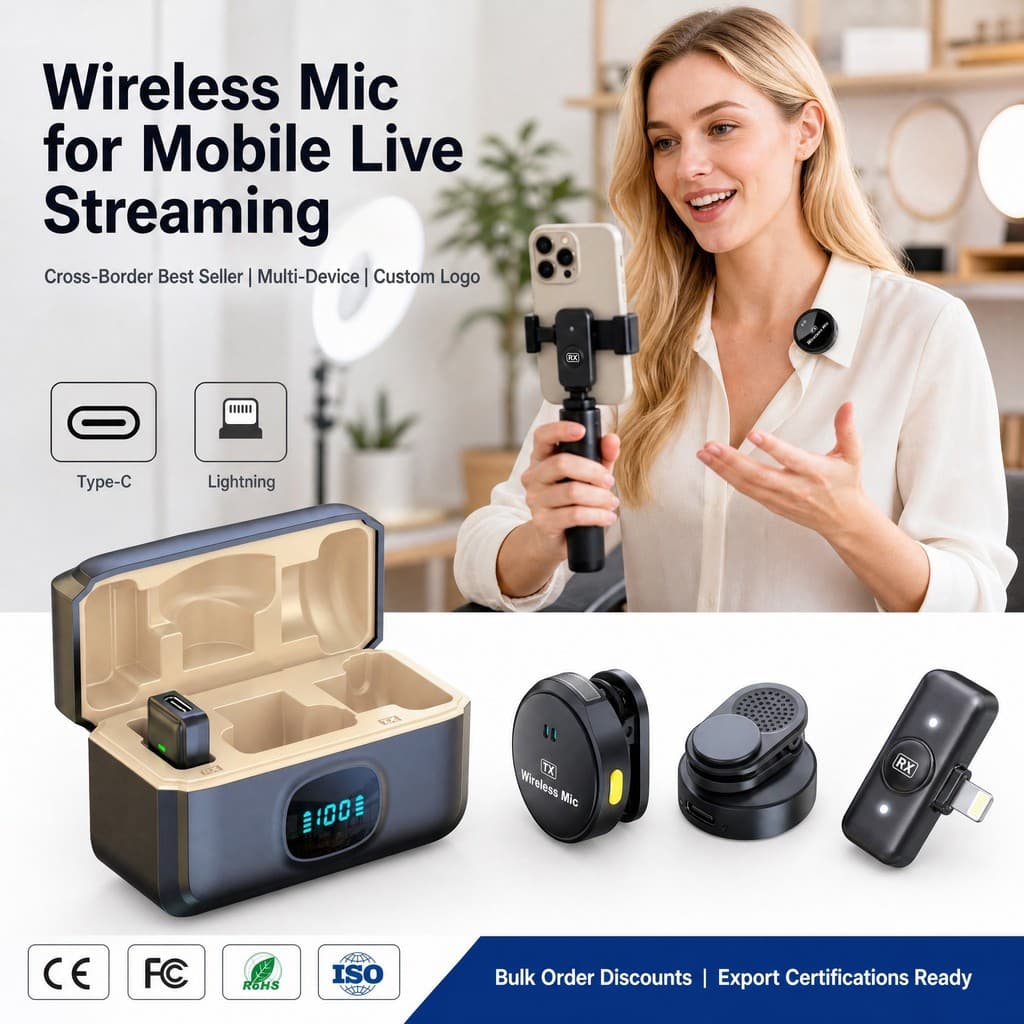 Microfone de lapela sem fio, microfone sem fio com cancelamento de ruído tipo botão Q8, Mini microfone de transmissão ao