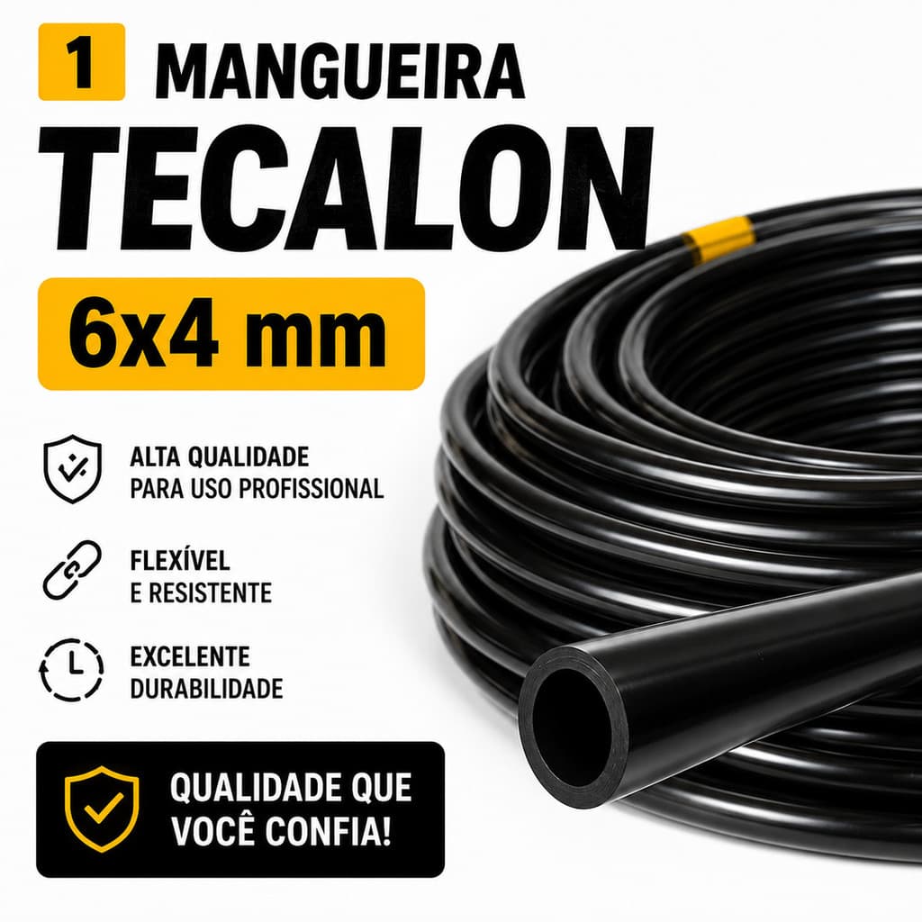 Mangueira Tecalon 6x4mm Tubo Nylon Pneumático Ar Comprimido A