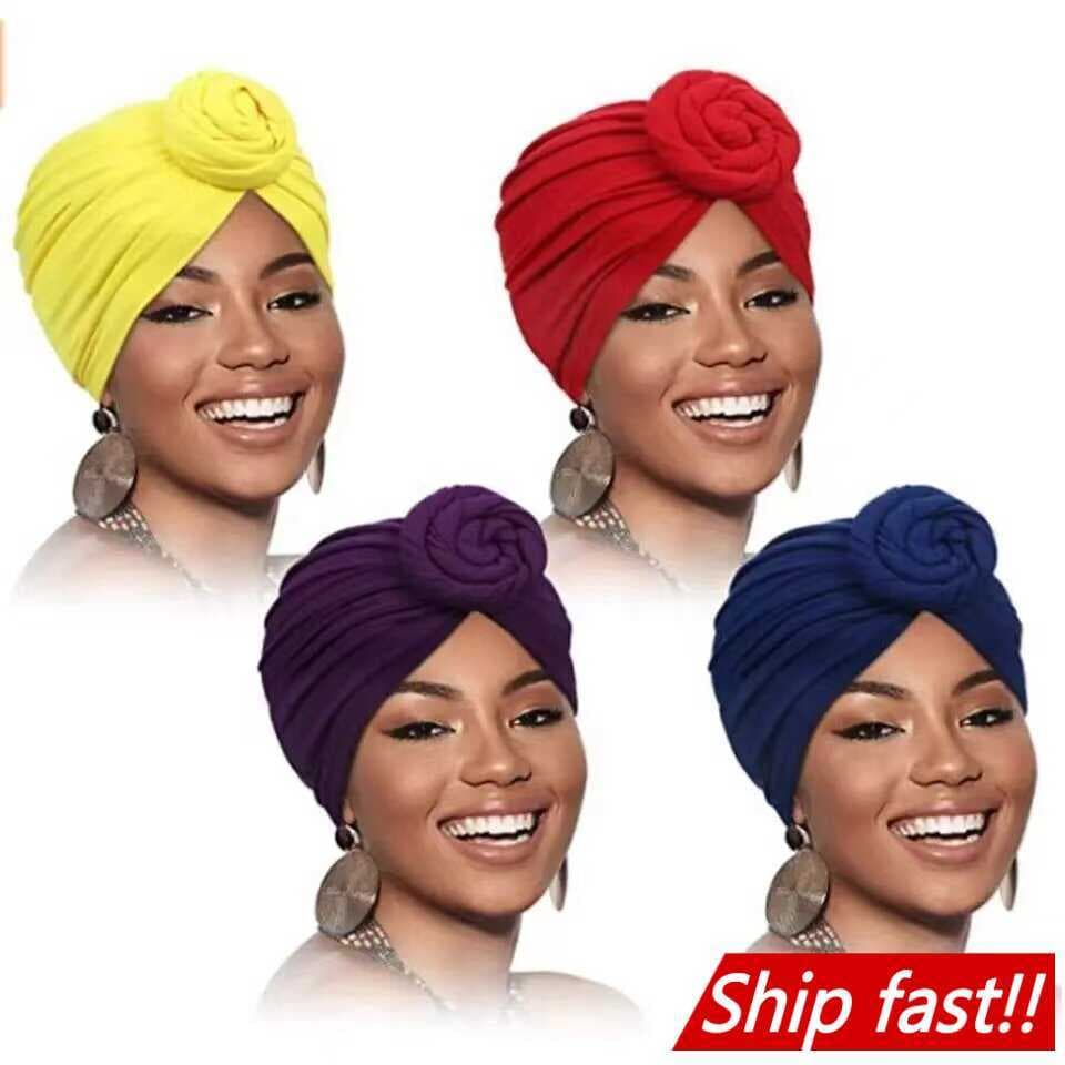 Frete grátis turbante boné leite seda Donut lenço boné bola senhoras placa atada flor boné conjunto indiano