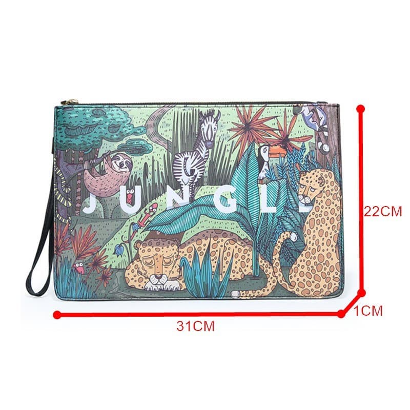 Trendy Animal Prints Masculino PU Couro Embreagem Envelope Bolsa Masculina De Alta Capacidade De Telefone Versátil Traba