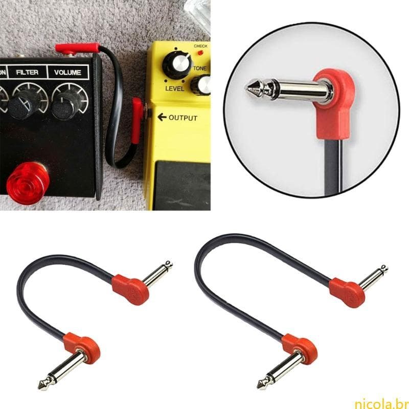 Nic 15cm 20cm Instrumento Pedal Ângulo Reto 1 4 Polegada Remendo Guitarra Prático Para Pedais Efeito