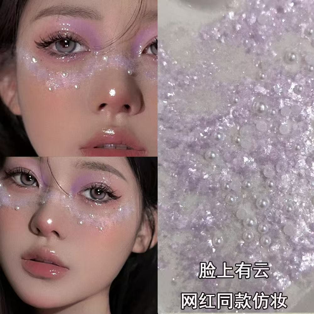 Influenciador acessórios faciais nebulosa pérola nuvem brocado pó Glitter criativo foto concerto olho Facial maquiagem t