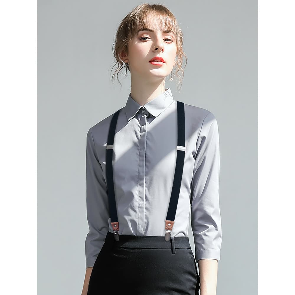 Camisa cinta clipe senhoras profissional terno calças elástico Anti-queda estilingue cinta britânico Retro moda All-matc