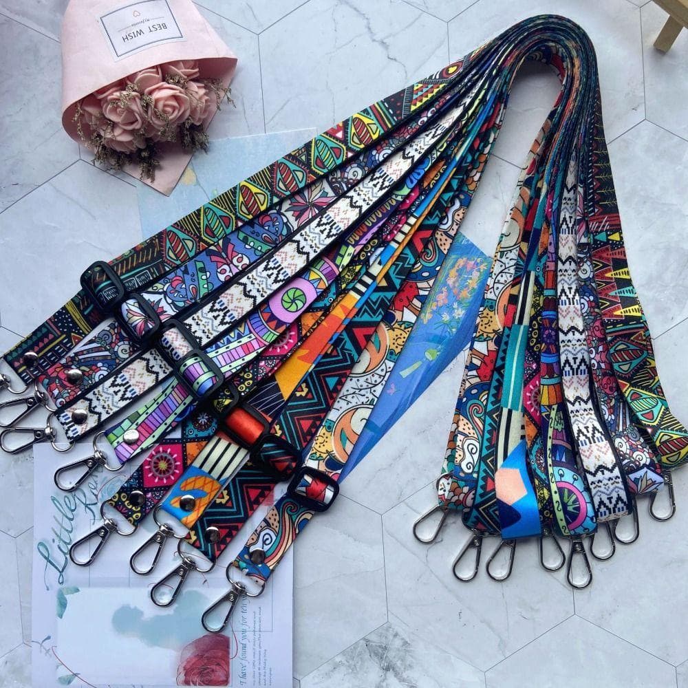 MYRON1 Alças Largas Coloridas Para Bolsa , Ajustáveis , Cordão Celular Com Design Padrão De Suspensão De Nylon