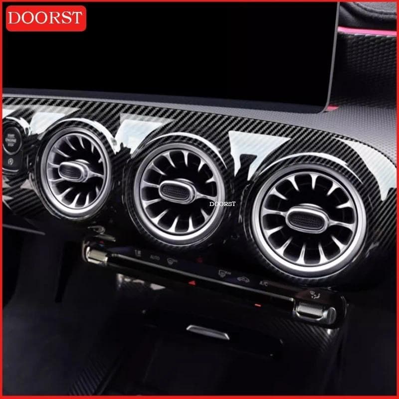 Fibra De Carbono Console Central Ventilação Ar Capa Guarnição Para Mercedes Benz A CLA W177 V177 C118 W118 Acessórios Mo