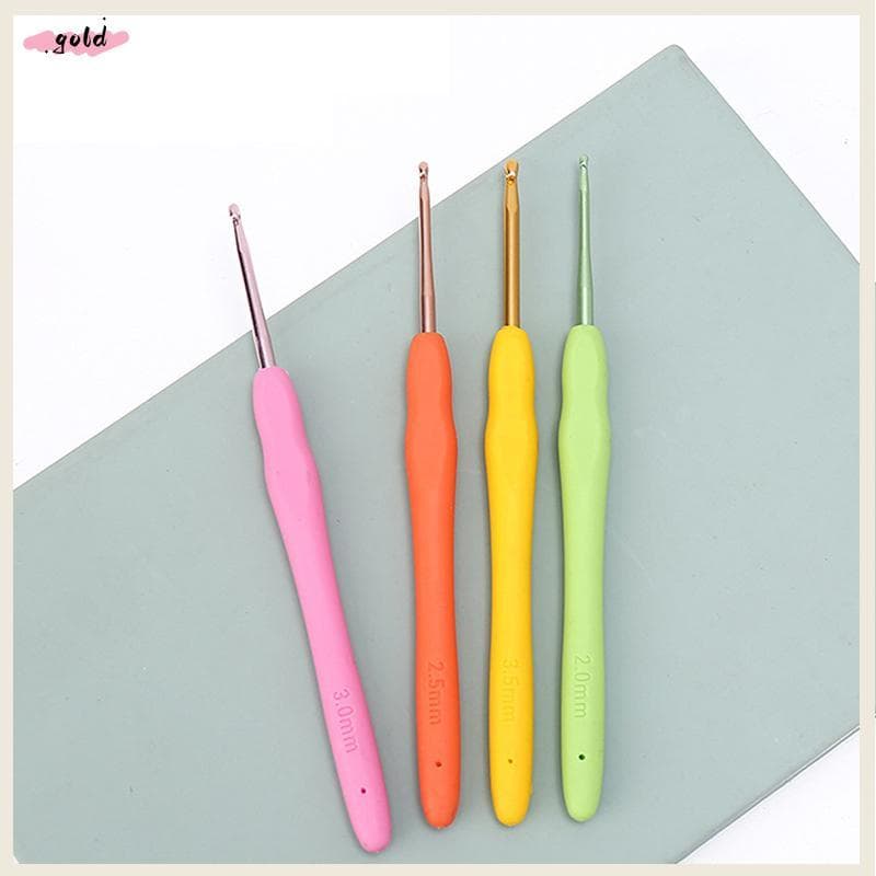 Ouro 1 Conjunto 9 Tamanhos Alça De Plástico Macio Casa Alumínio DIY Crochê Malha Gancho Agulha De Tricô 2.5-6mm Ferramen