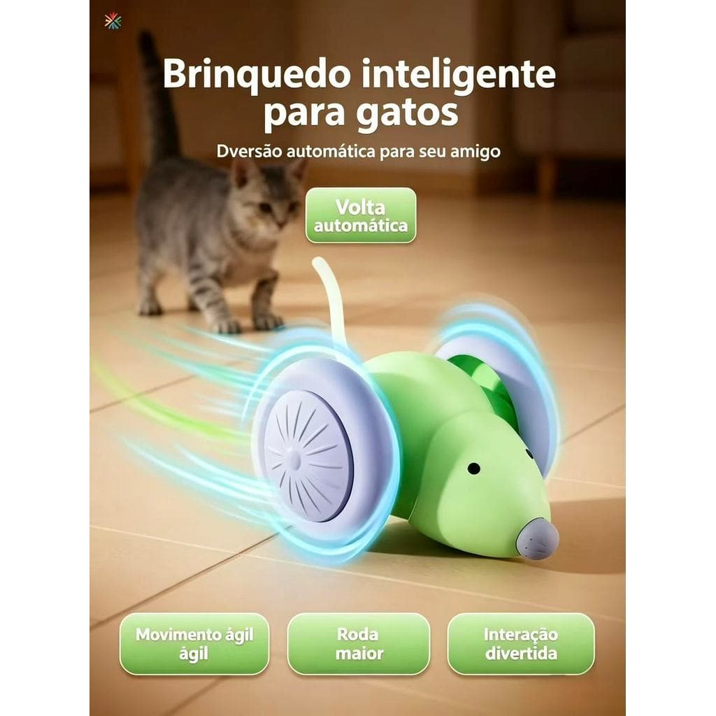 Brinquedo para Gatos - Rato USB Recarregável, Movimentos Imprevisíveis, Antiderrapante