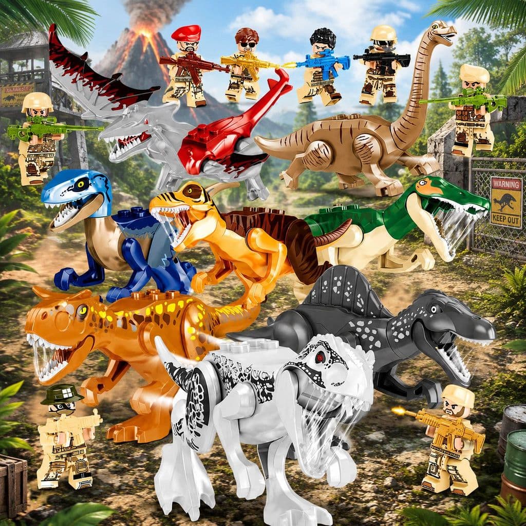 2026 novo estilo dinossauro mundo dinossauro blocos de construção minifigura tiranossauro Pterosaur montado pequeno dino
