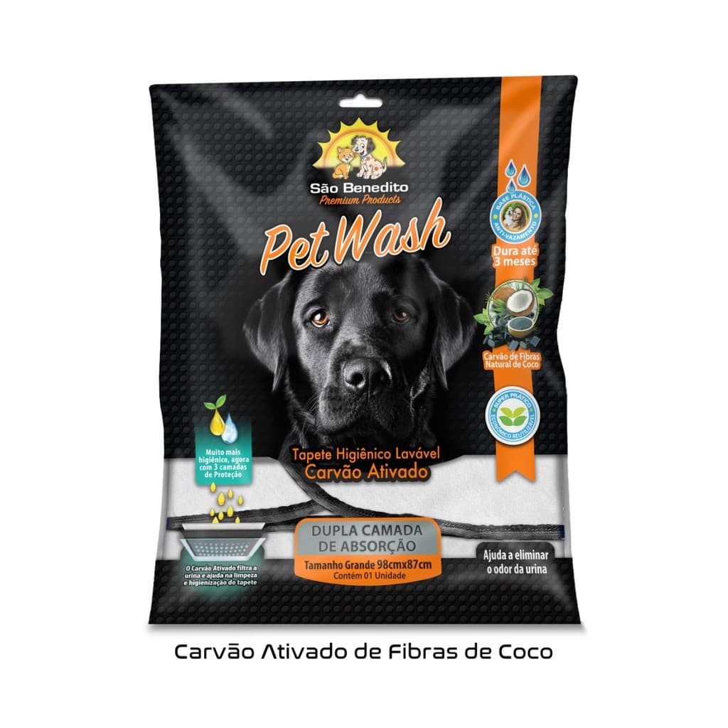 Tapete Higiênico para Cachorro Lavável com Carvão Ativado Pet Wash G