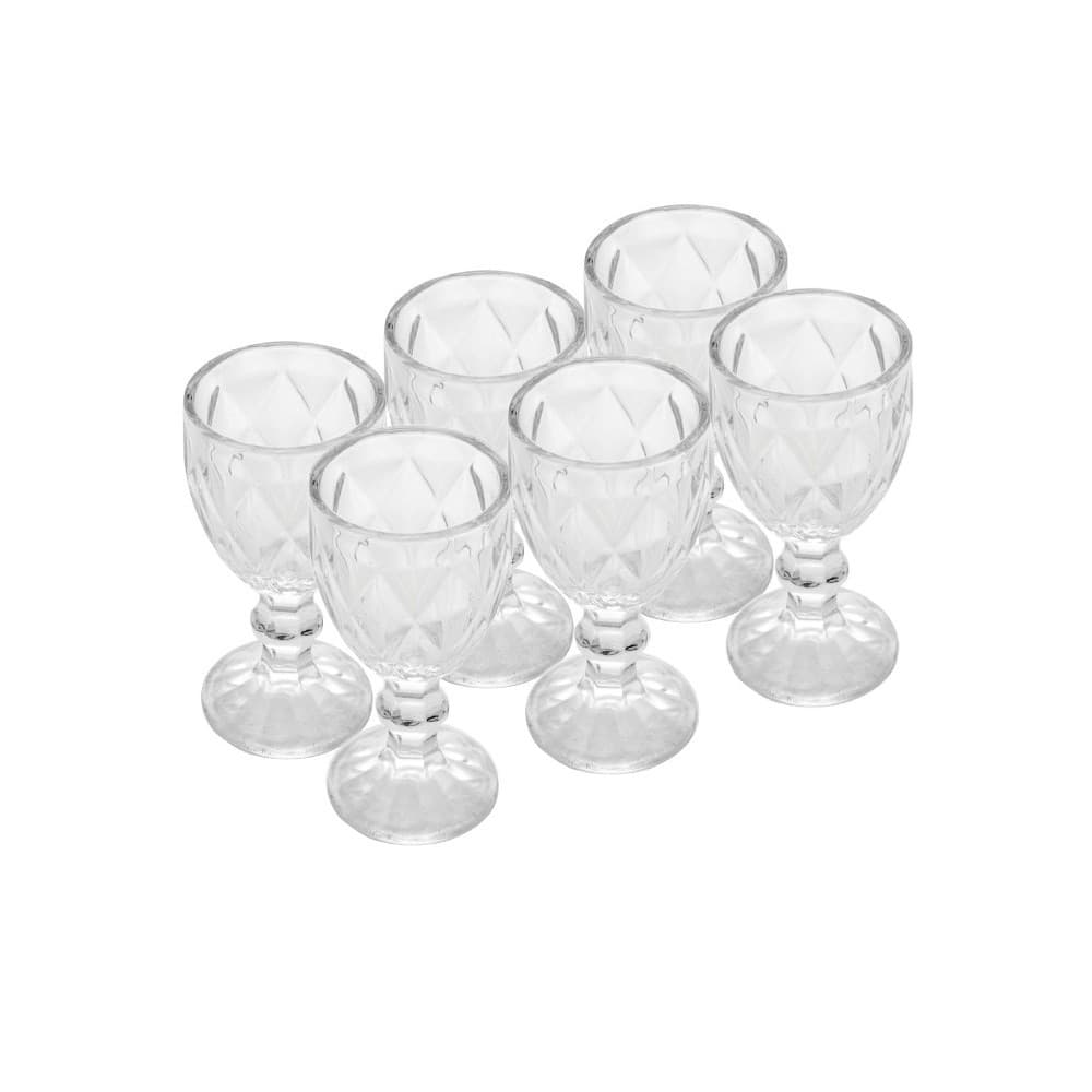 Cj 6 Taças de Vidro para Licor Diamond Transparente 60ml Lyor