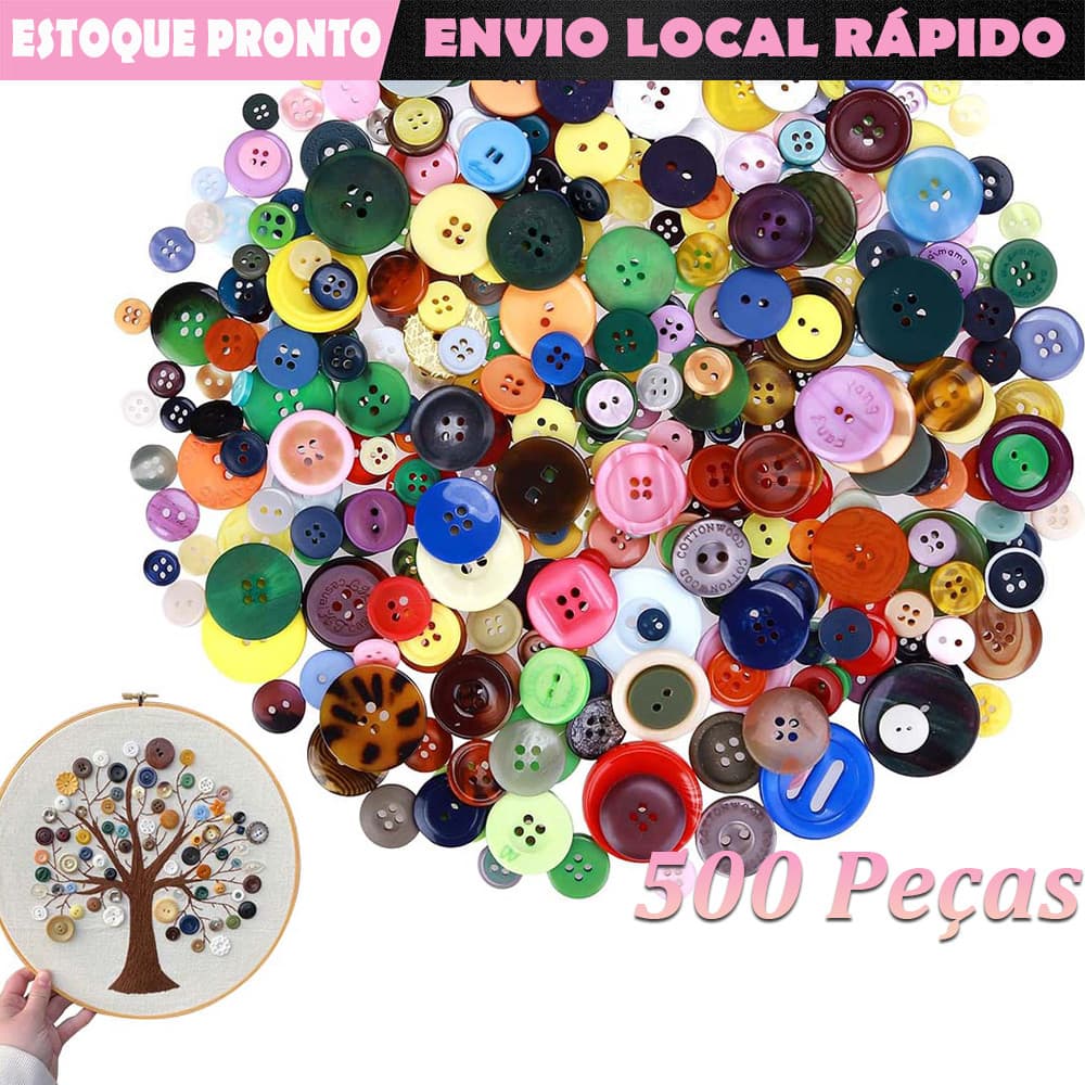 Botões de resina 500-600 peças de tamanhos variados botões redondos para costura de artesanato pintura manual de botão