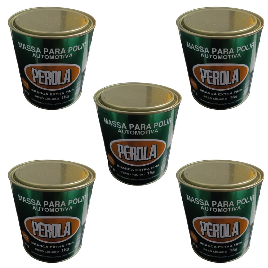 KIT 5 MASSA POLIR AUTOMOTIVA N2 PEROLA 1kg BRANCA EXTRA FINA
