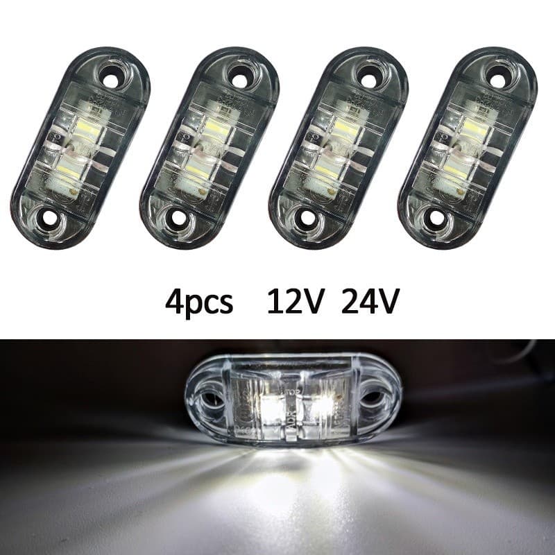 Kit 4 Luz Led Cortesia Prova D'água 12v 24v Barco Lancha Azul/Branco