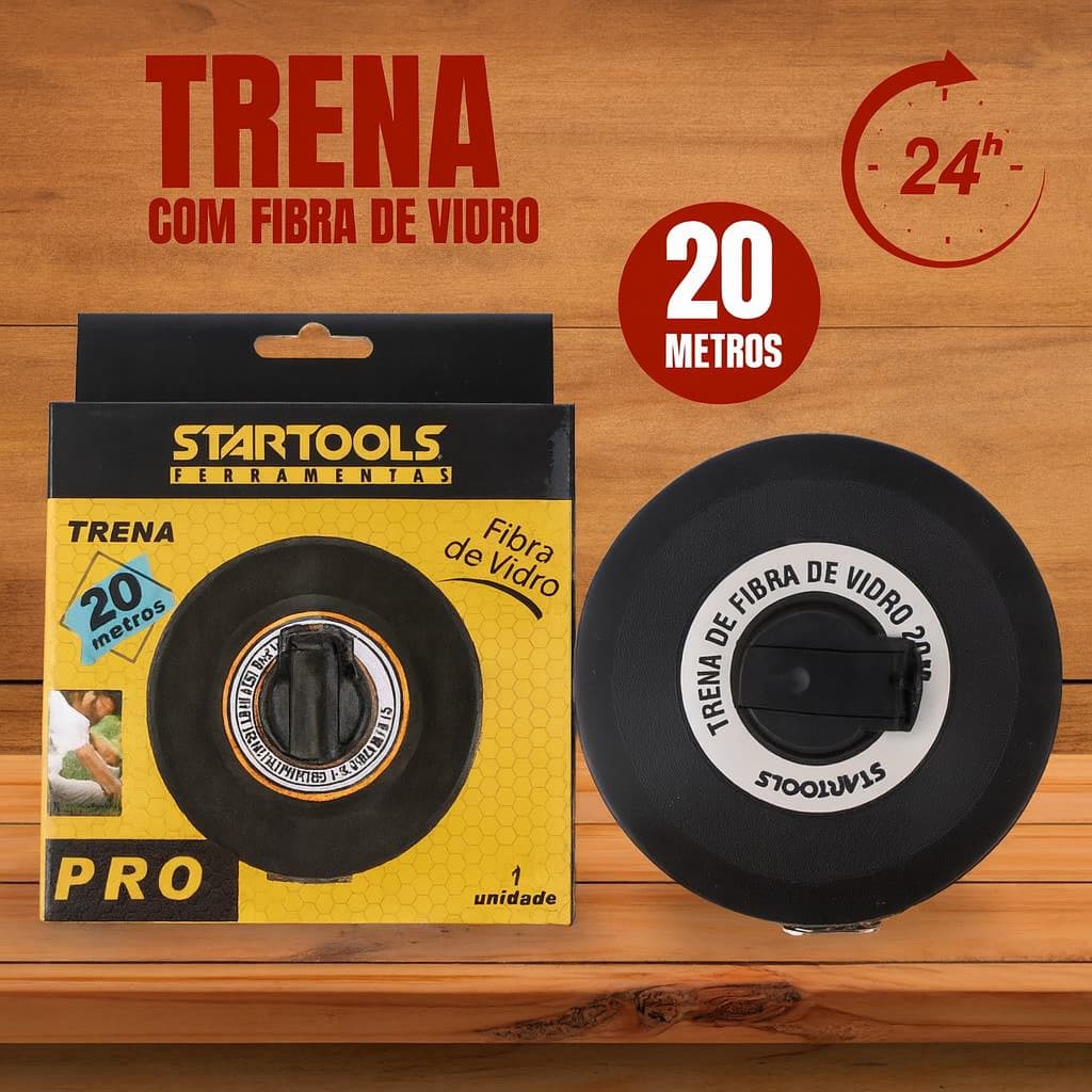 Trena Fibra de Vidro Redonda 20 Metros Profissional Trena Métrica Longa Fita StarTools AR0417