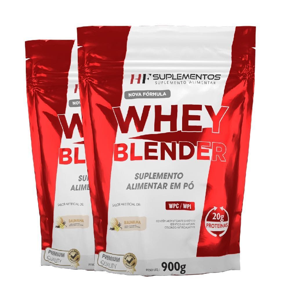 2X WHEY BLENDER CONCENTRADO BAUNILHA 900G HF SUPLEMENTOS