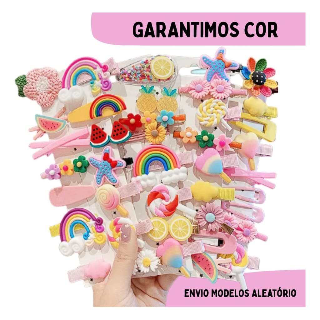 Presilhas De Cabelo Infantil Penteado Fofinha Menina 28 Pçs
