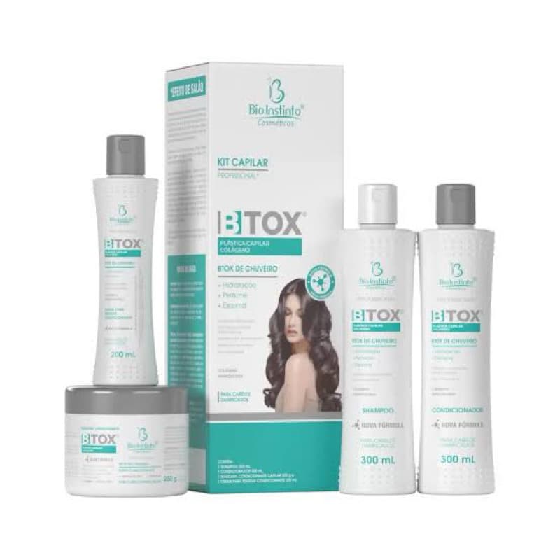 Kit Com 4 Itens Btox Capilar com Colágeno Liso Perfeito Natural  Bio Instinto