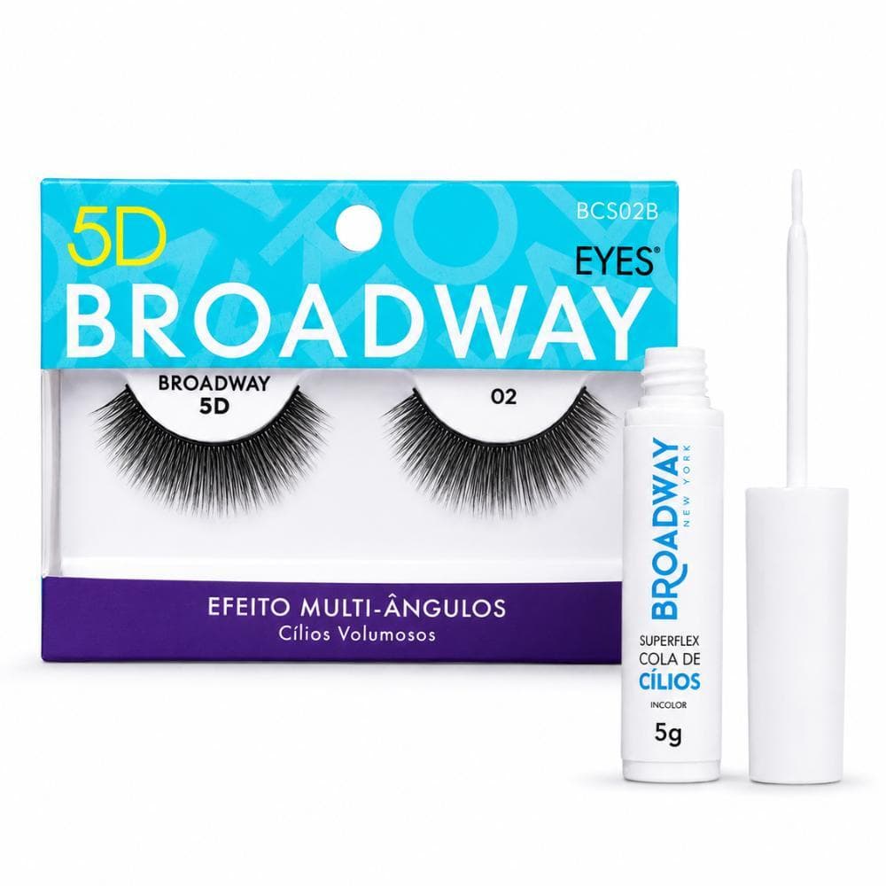 Kit Broadway Kiss New York: Cílios Postiços 5d 02 Bcs02b e Cola Para Cílios